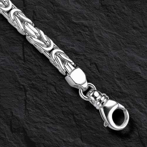 14k White Gold 24″ Mens Solid Byzantine Square Super 6.7mm 200 Gr Chain/necklace