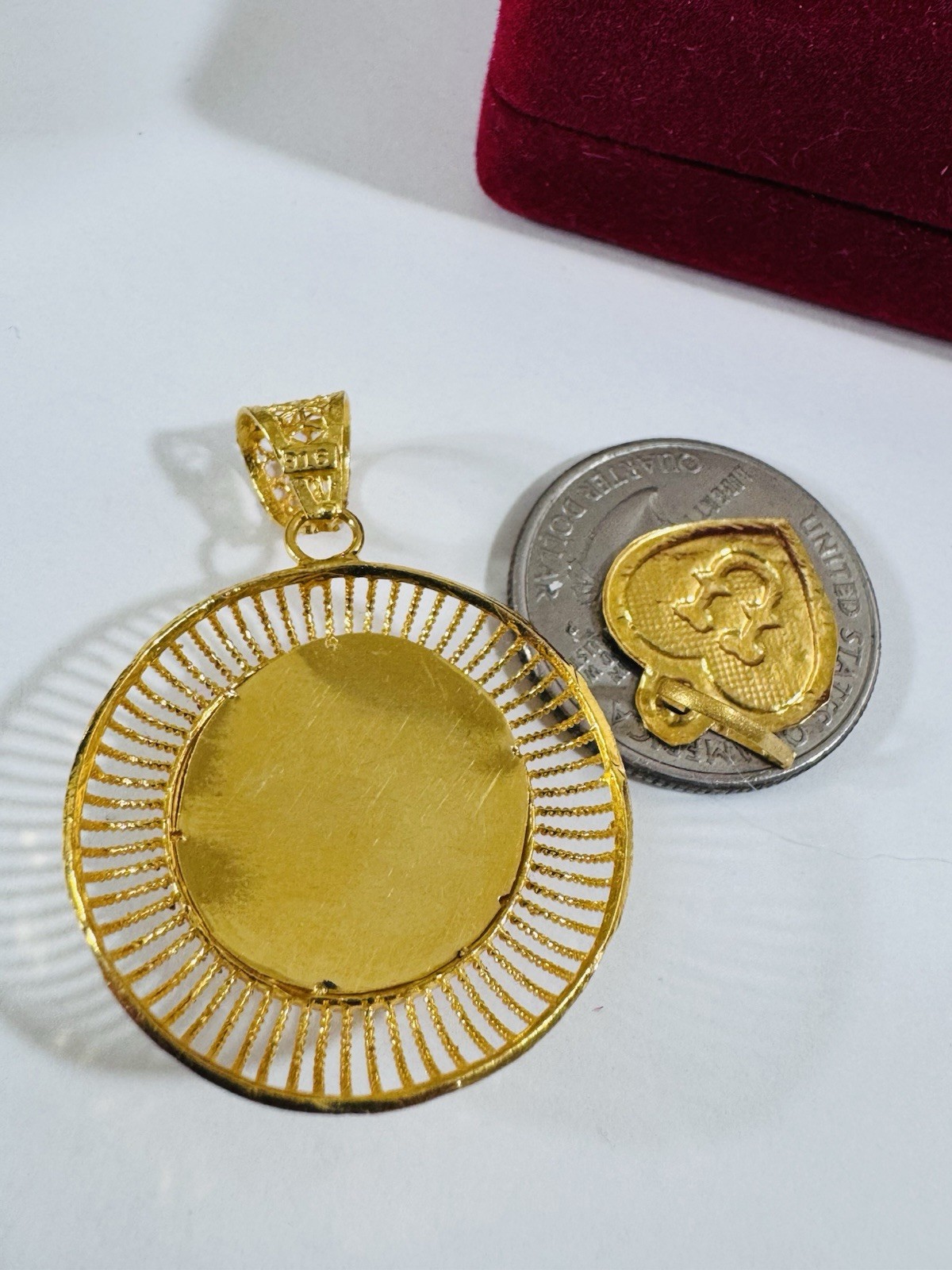 Rare 22K 916 Real Gold Two Set of Pendant U Heart & Round 5.2g