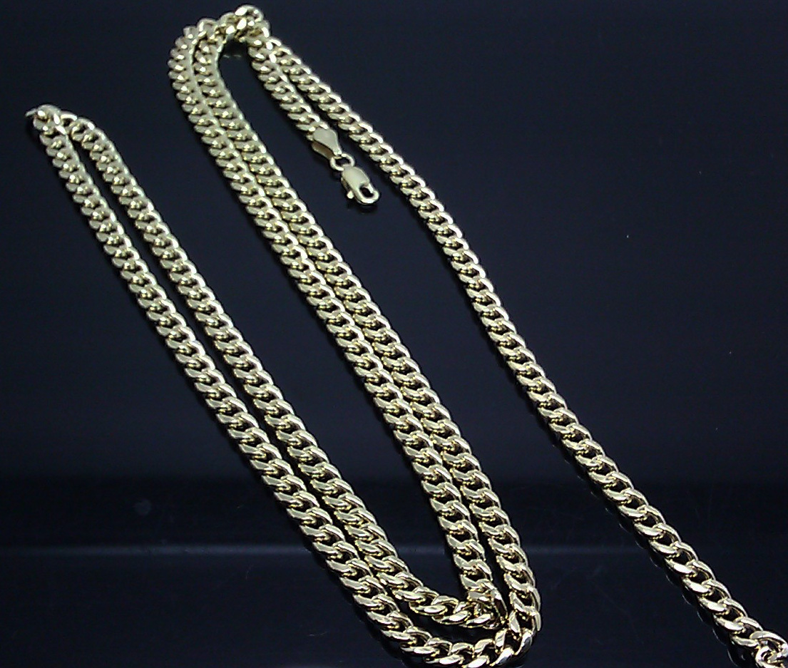 Real 10K Gold Chain Men women Miami Cuban Link Necklace 28″ 5mm lobster STRONG