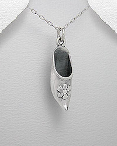 Solid Sterling Silver Dutch Holland Clog Charm Shoe Pendant 1.22″ Long 2.82g