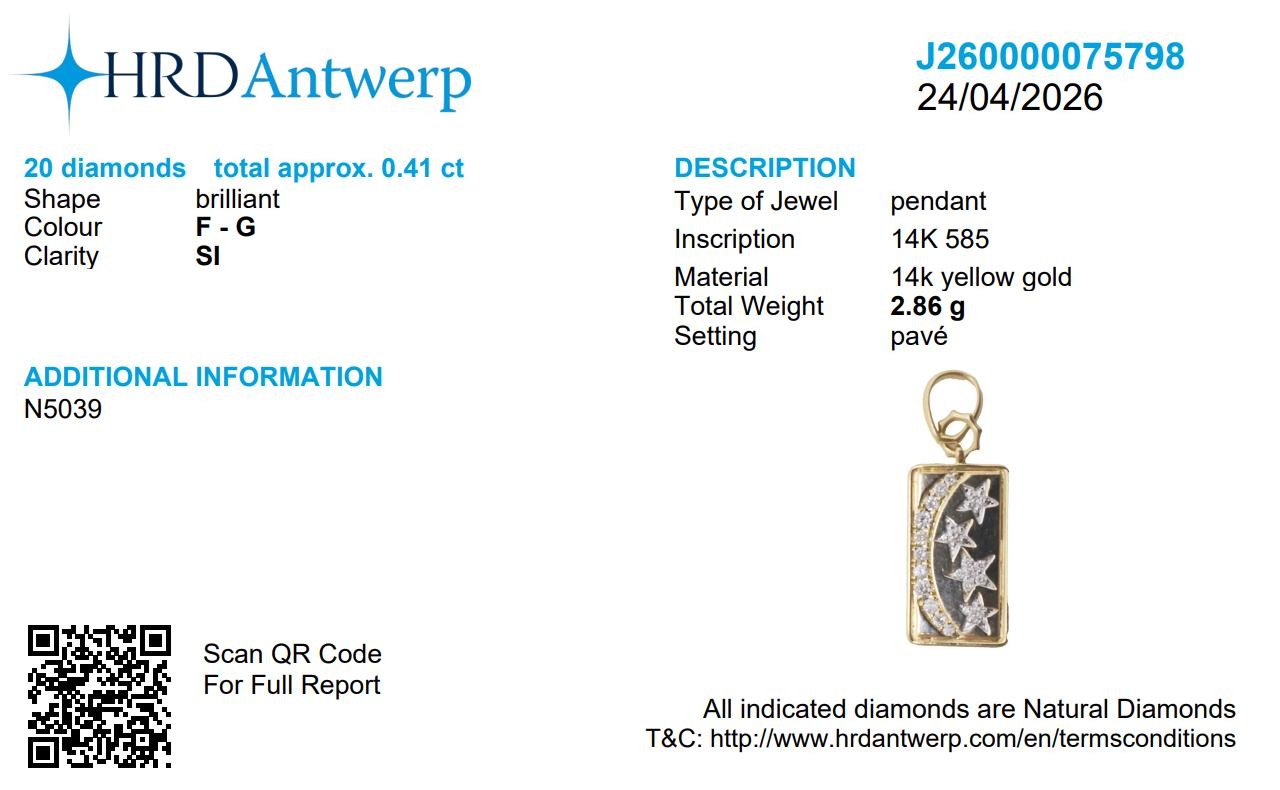 0.41 ct Natural Diamond Celestial Moon Star Pendant 14K Gold Solid Gold Pendant