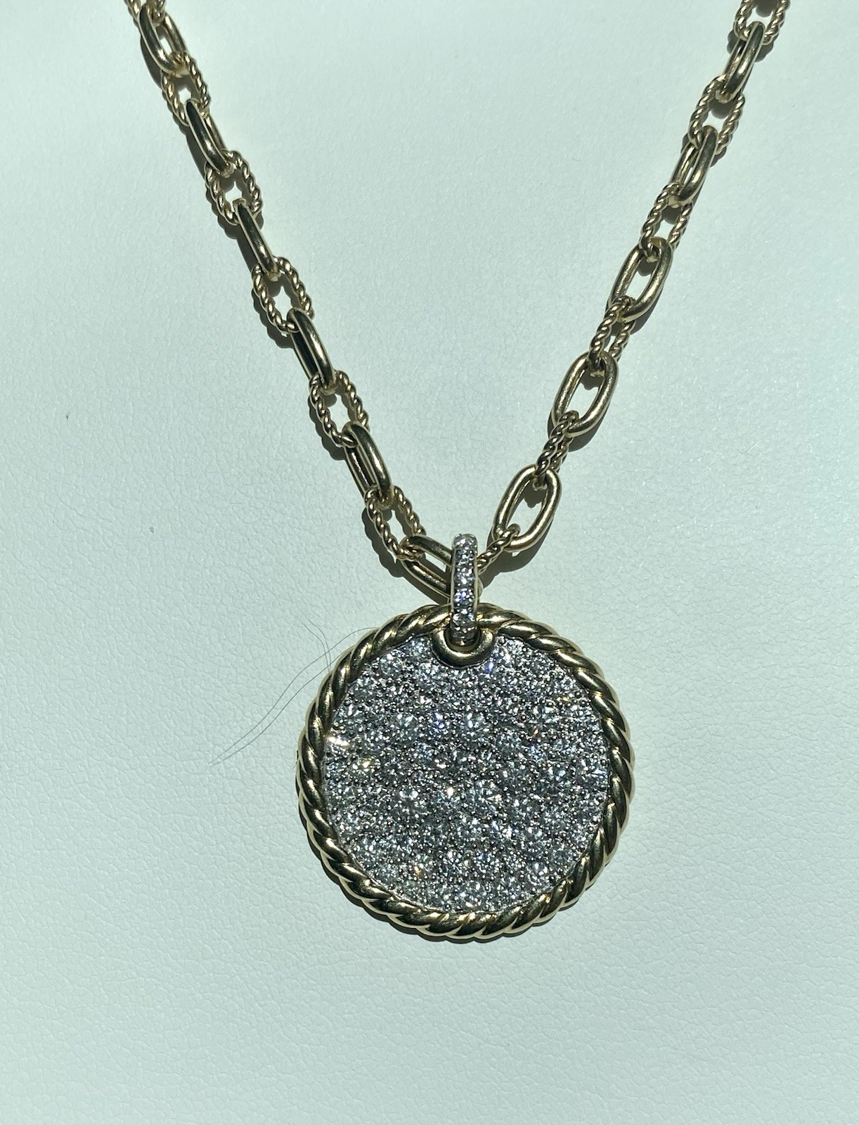 David Yurman 18K Gold Madison Diamond Plate Necklace 3mm 18” Excellent $10,400+