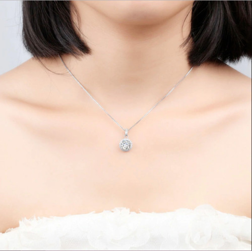 3Ct Round Cut LabCreated Diamond Women’s Pendant 14K White Gold Plated