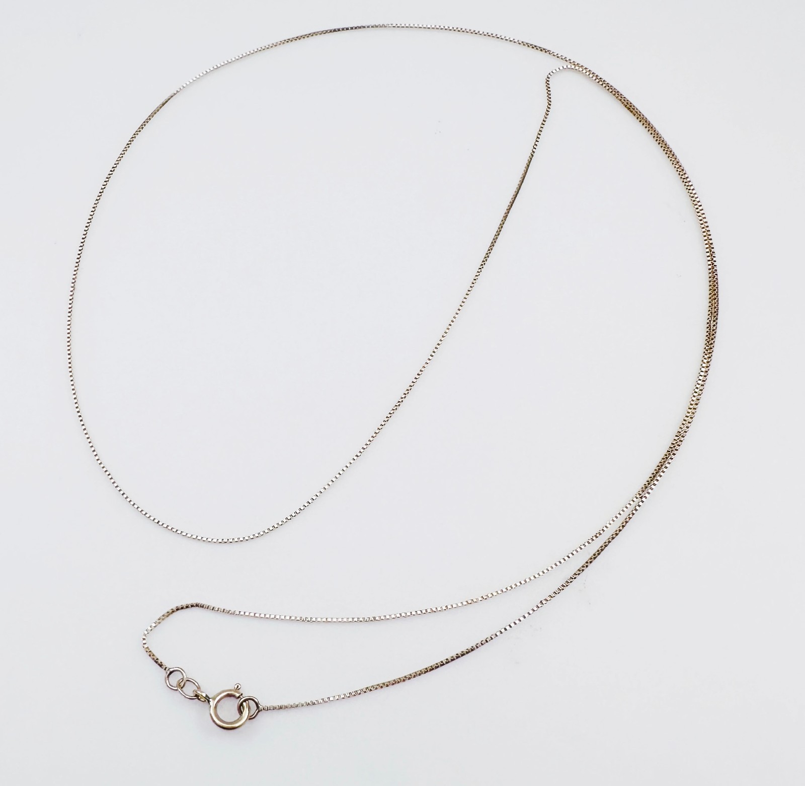 Solid 10K Yellow Gold Thin Liquid Box Link Chain Necklace, .5mm, 19 3/4″