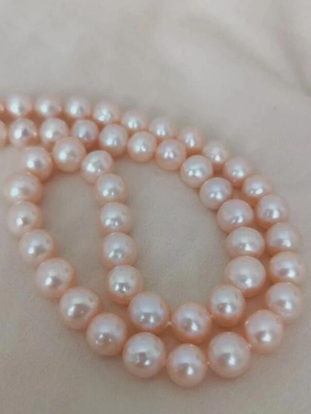 Authentic photo 18 inch pink AAAA Japan Akoya 8mm pearl necklace 14K gold clasp