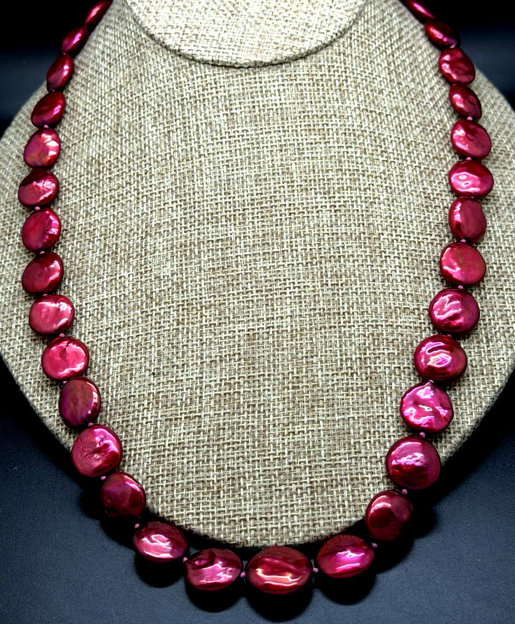Honora CHERRY RED 14MM COIN PEARL 22″ NECKLACE NEW IN POUCH