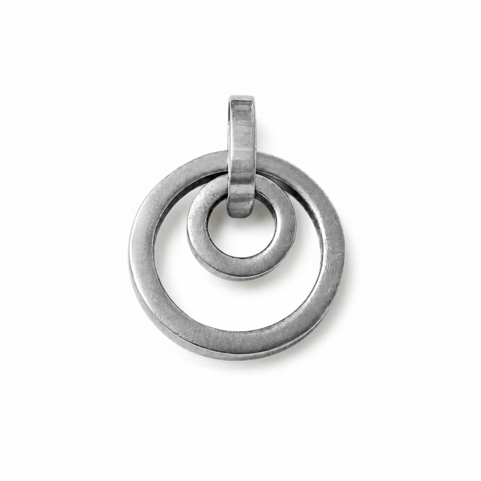 SU Sun Jewels 925 Sterling Silver Concentric Double Circle Pendant Thailand 4.1g