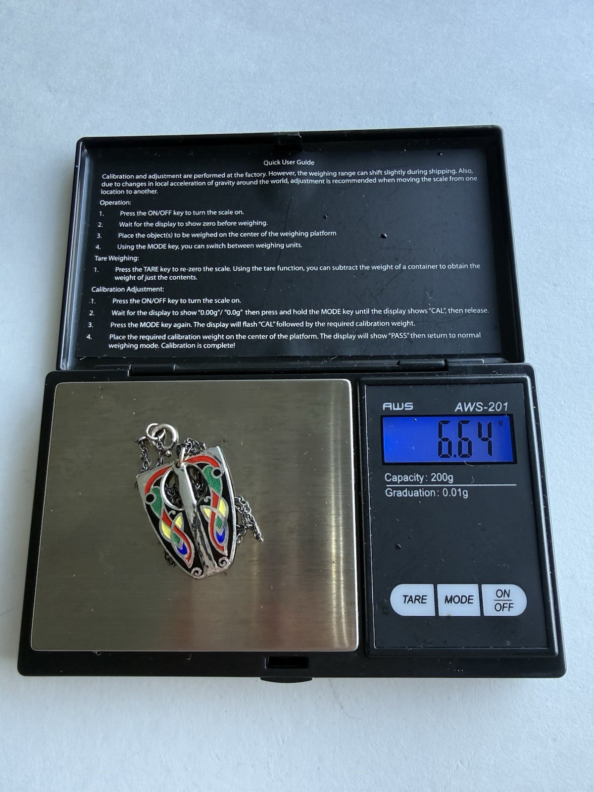 Vintage 925 Sterling Silver Enamel Celtic Shield Pendant Necklace Hallmarked