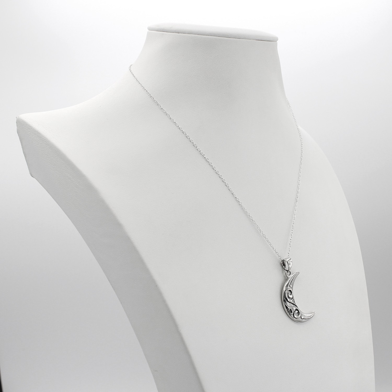 Large Celtic Knot Sterling Silver Crescent Moon Lunar Pendant Jewelry