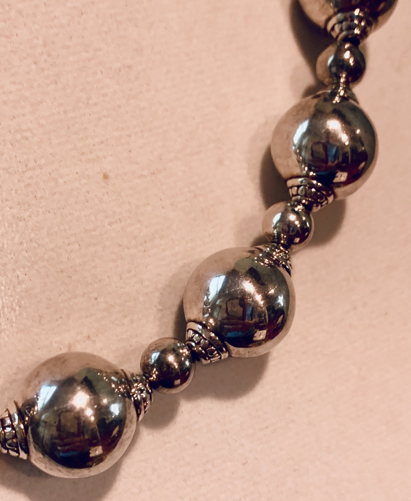 Milor Italy Sterling Silver 925 Beaded Ball Necklace 18-20”