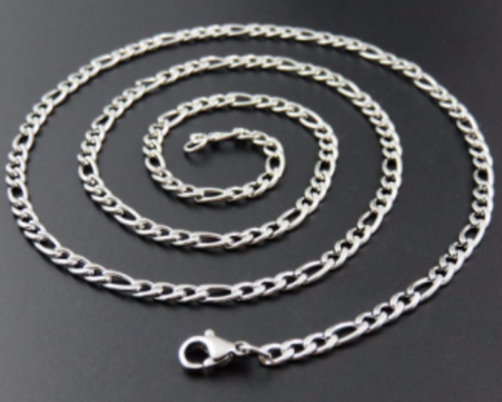 3mm 16-40″ Stainless Steel Figaro Necklace Chain Pendant Silver Tone 3mm stnF3S