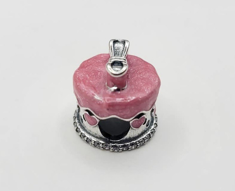925 Sterling Silver Birthday Cake Charm Pendant For Bracelet/Necklace