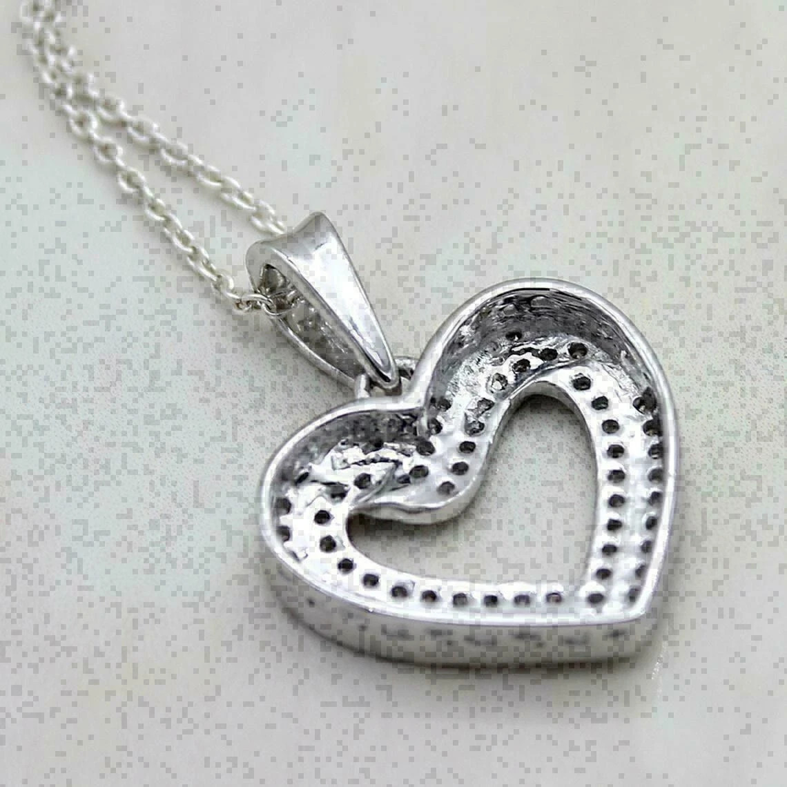 2Ct Round Cut Diamond Cluster Heart Pendant 14K White Gold Finish Free 18″ Chain