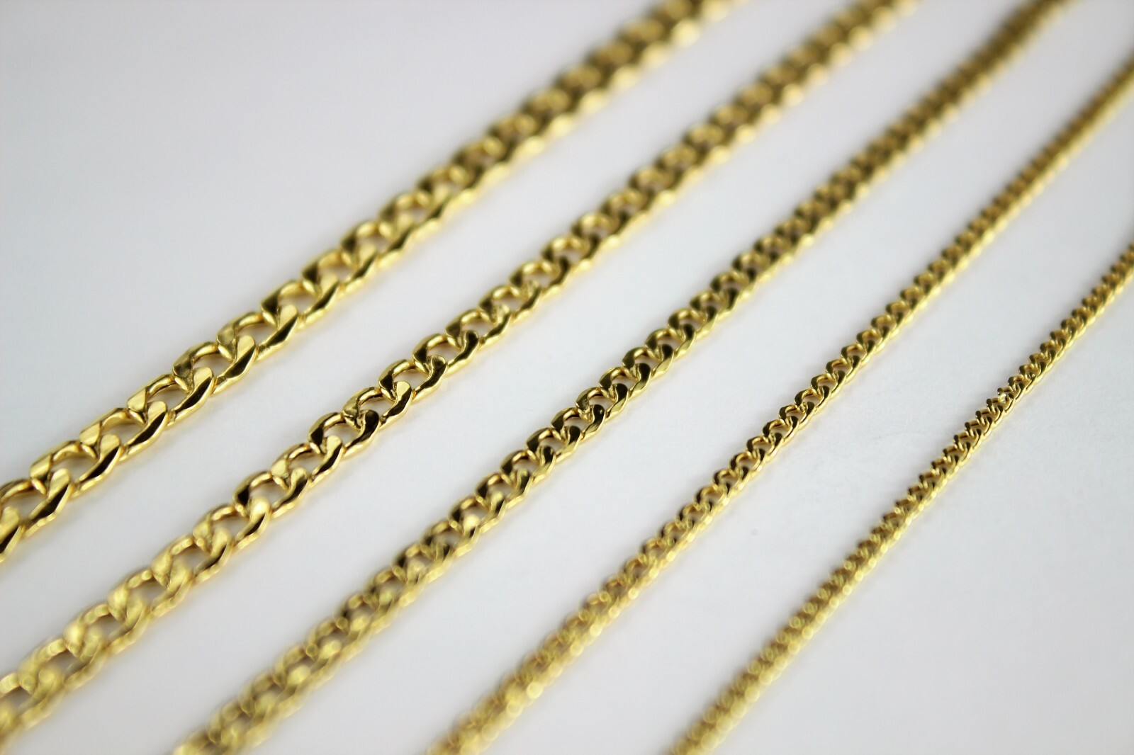 10K Yellow Gold Curb Cuban Chain Link Pendant Necklace Bracelet 2mm ~ 7mm 7″~30″