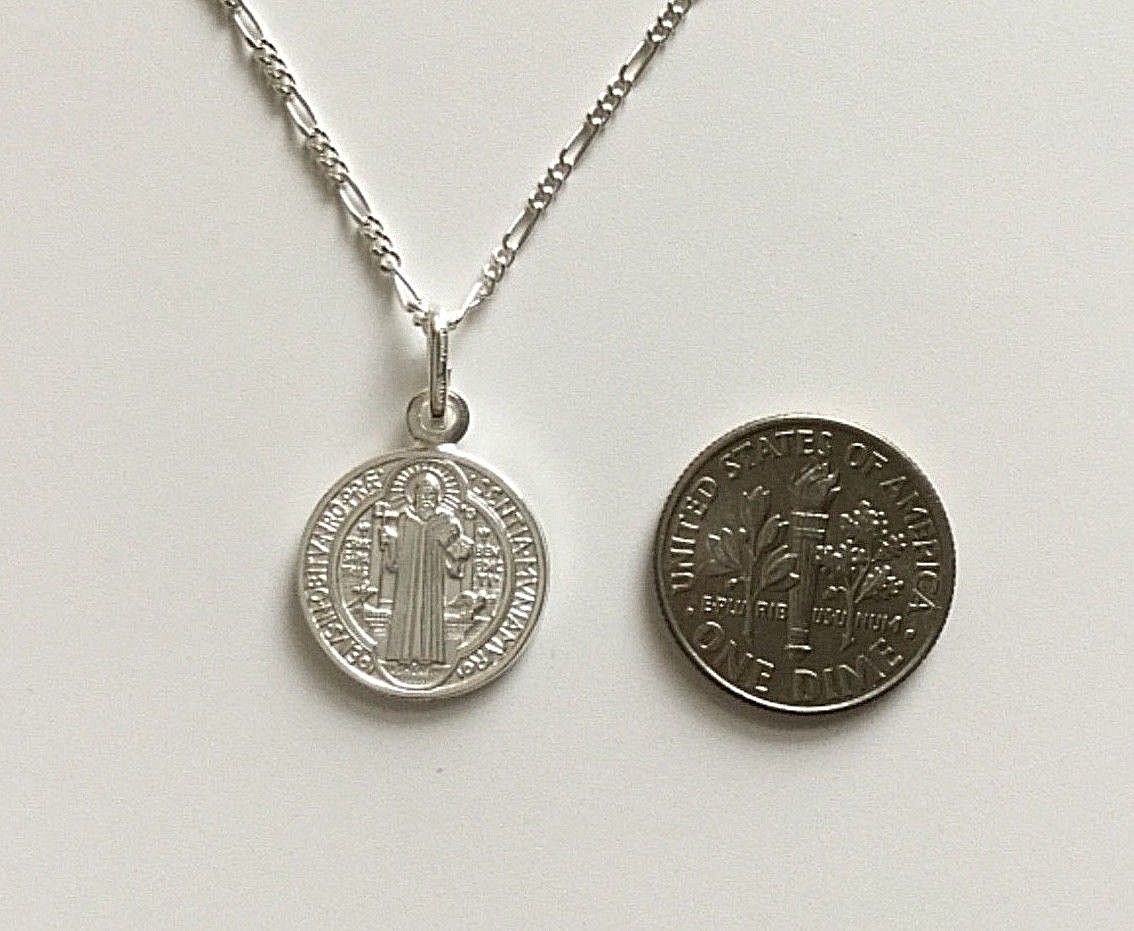 925 Sterling Silver Saint Benedict 18″ Necklace – San Benito Medal 24mmx 15mm