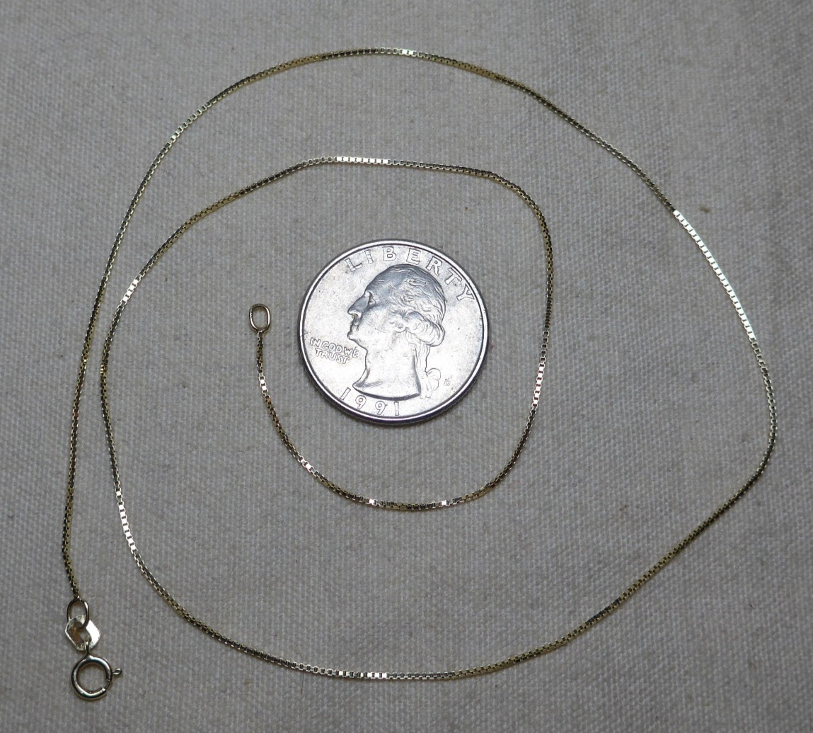 14k Yellow Gold Petite Thin BOX Necklace Chain 18″ AU PERU