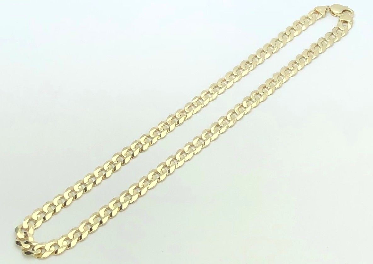 10k Yellow Gold Solid Curb Cuban Link Chain Necklace 22″ 9mm 41.6 grams