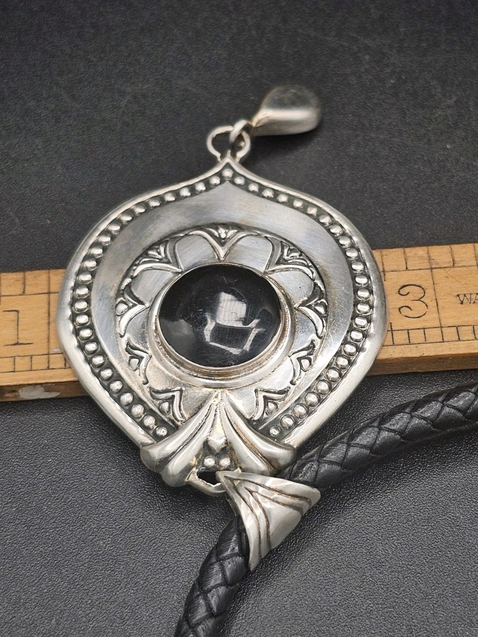 ATI Mexico 925 Sterling Silver Statement Gothic Shield Pendant Necklace