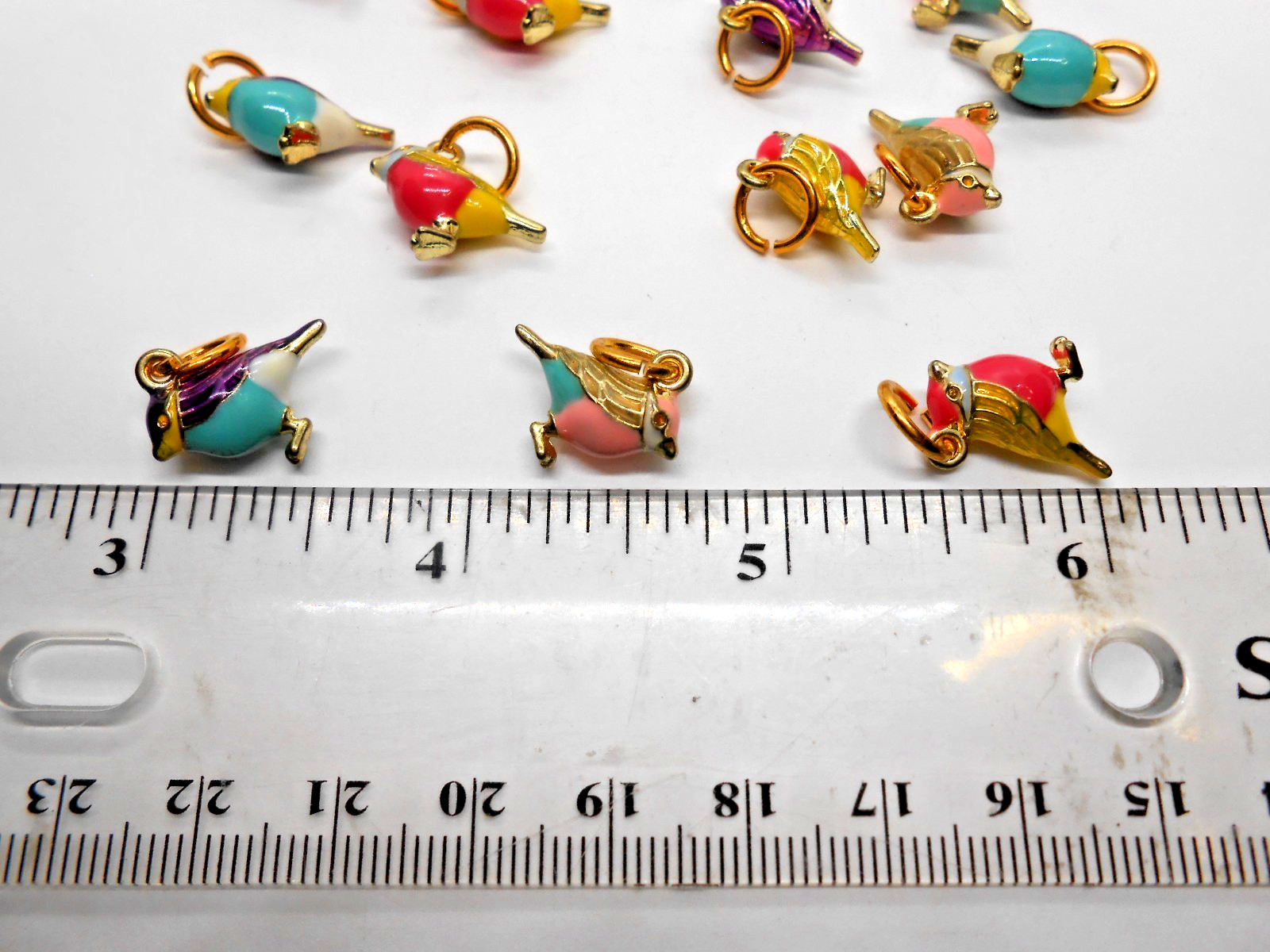 Wholesale Lot of 16 Mini Birds- Charms with Gold Jump Rings