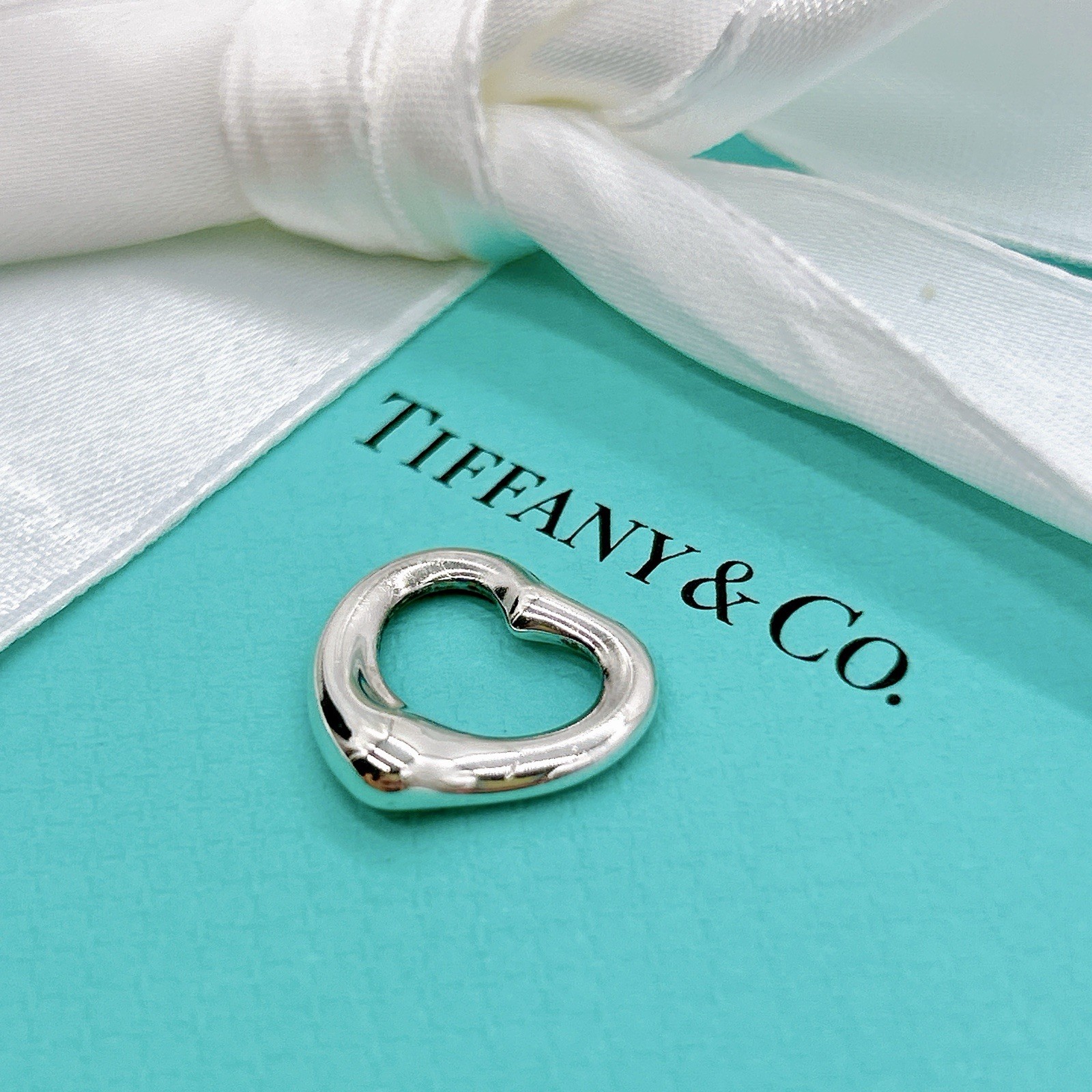 Tiffany & Co. Open Heart Elsa Peretti 16mm Charm Only Pendant Top Silver 925 W/P