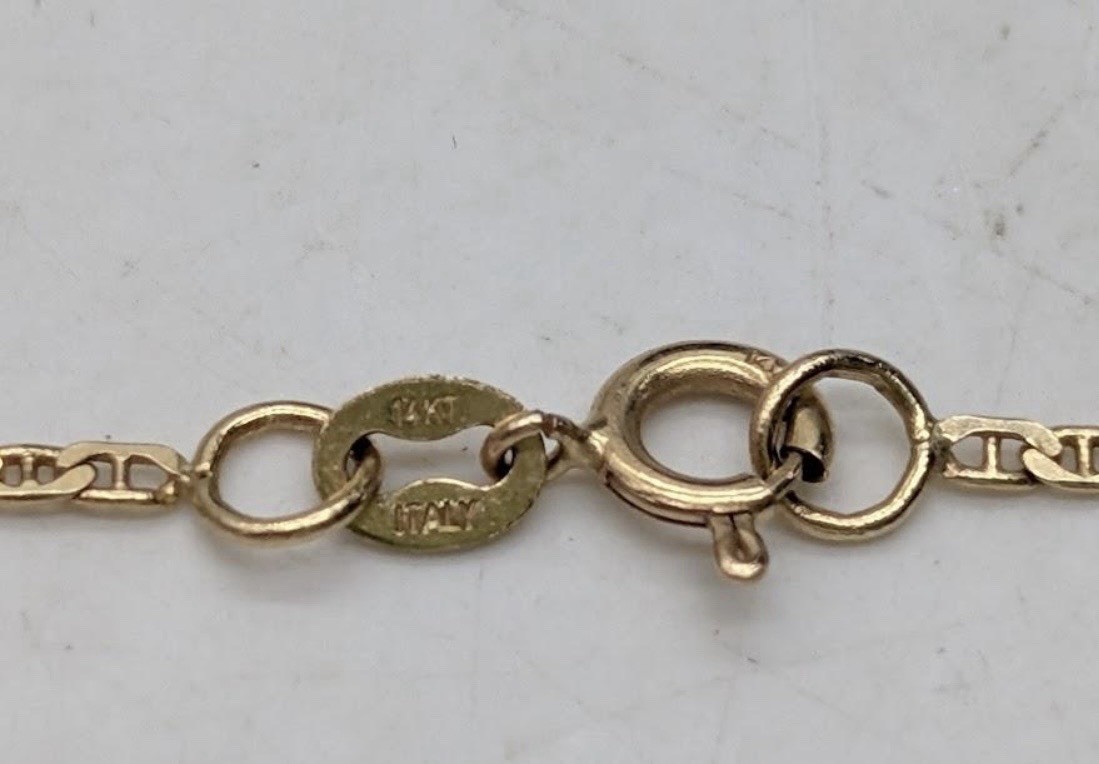 Solid 14K Yellow Gold Anchor Link Chain Necklace • 2.3g • 18″ • Excellent