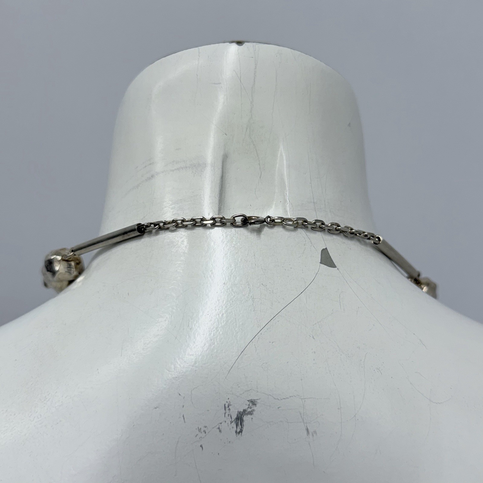 Vintage Sterling Bar Link & Nuggets Necklace From Arezzo Italy 41 Grams 32.5″