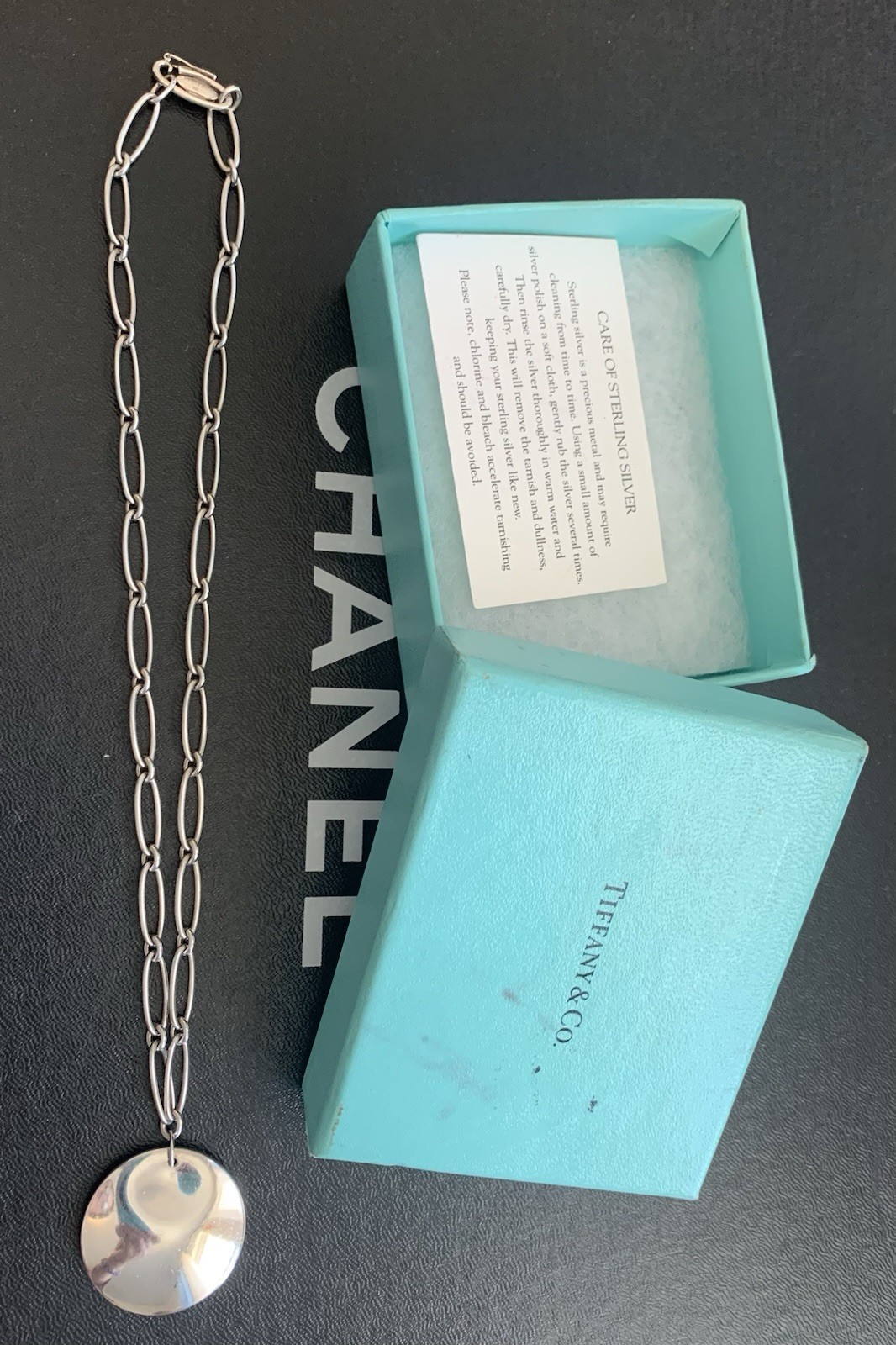 Authentic Tiffany & Co Elsa Peretti Necklace, Large Disc Pendant