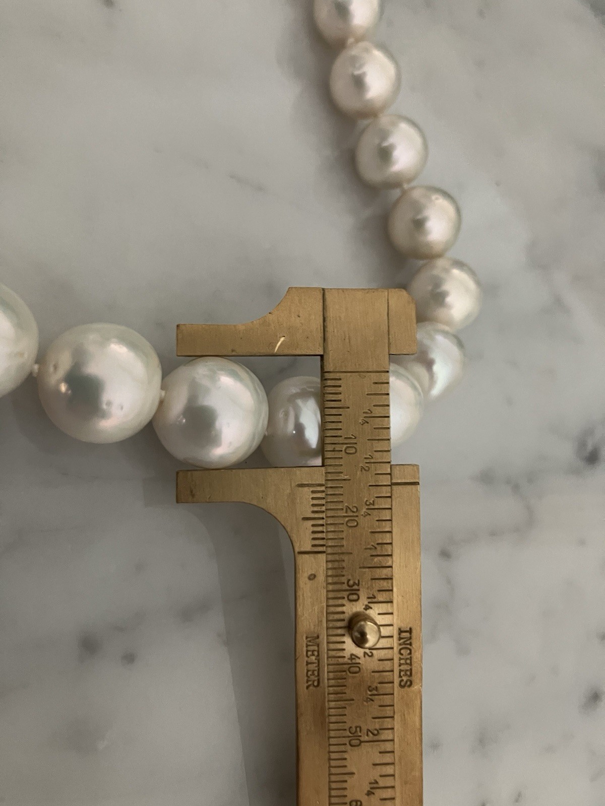 Huge 11-15mm White Edison Pearl Necklace “South Sea Pearl Style”