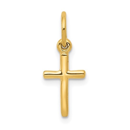 14K Solid Gold Small Tiny Cross Charm, 18mm / 0.7 inches Cross Pendant – 14K2280