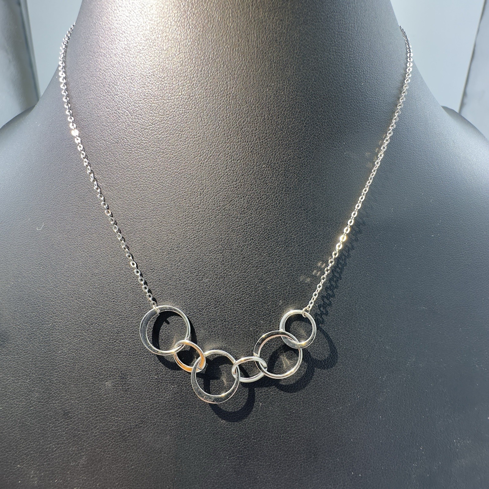 Sterling Silver 925 “Silver Six” Circle Pendant Necklace 16-18” 60th Birthday