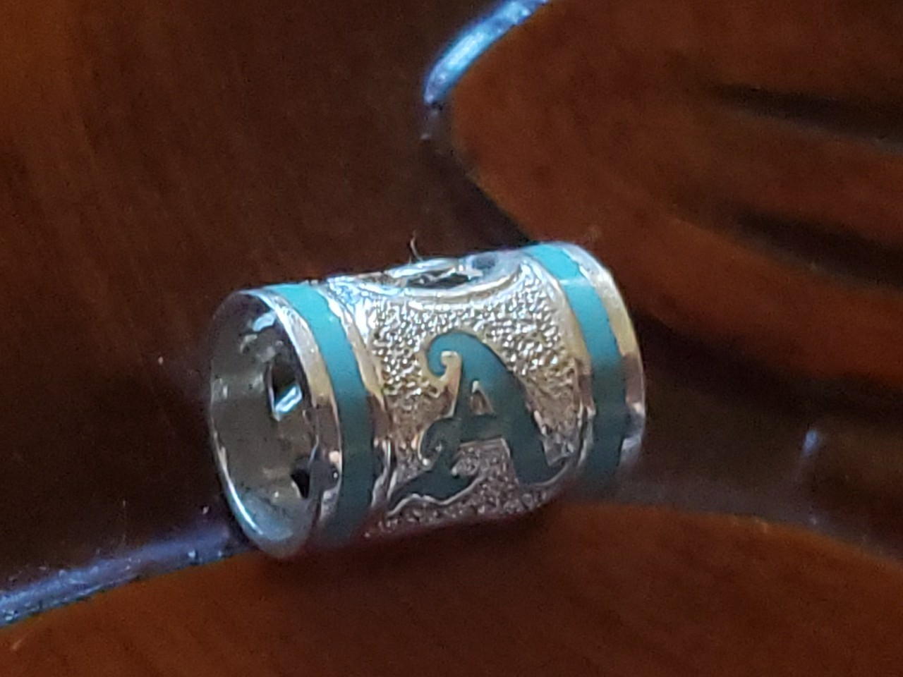 Hawaiian Baby Silver Initial Pendant Enamel 8mm X 6mm Slide Blue Or Pink Letter