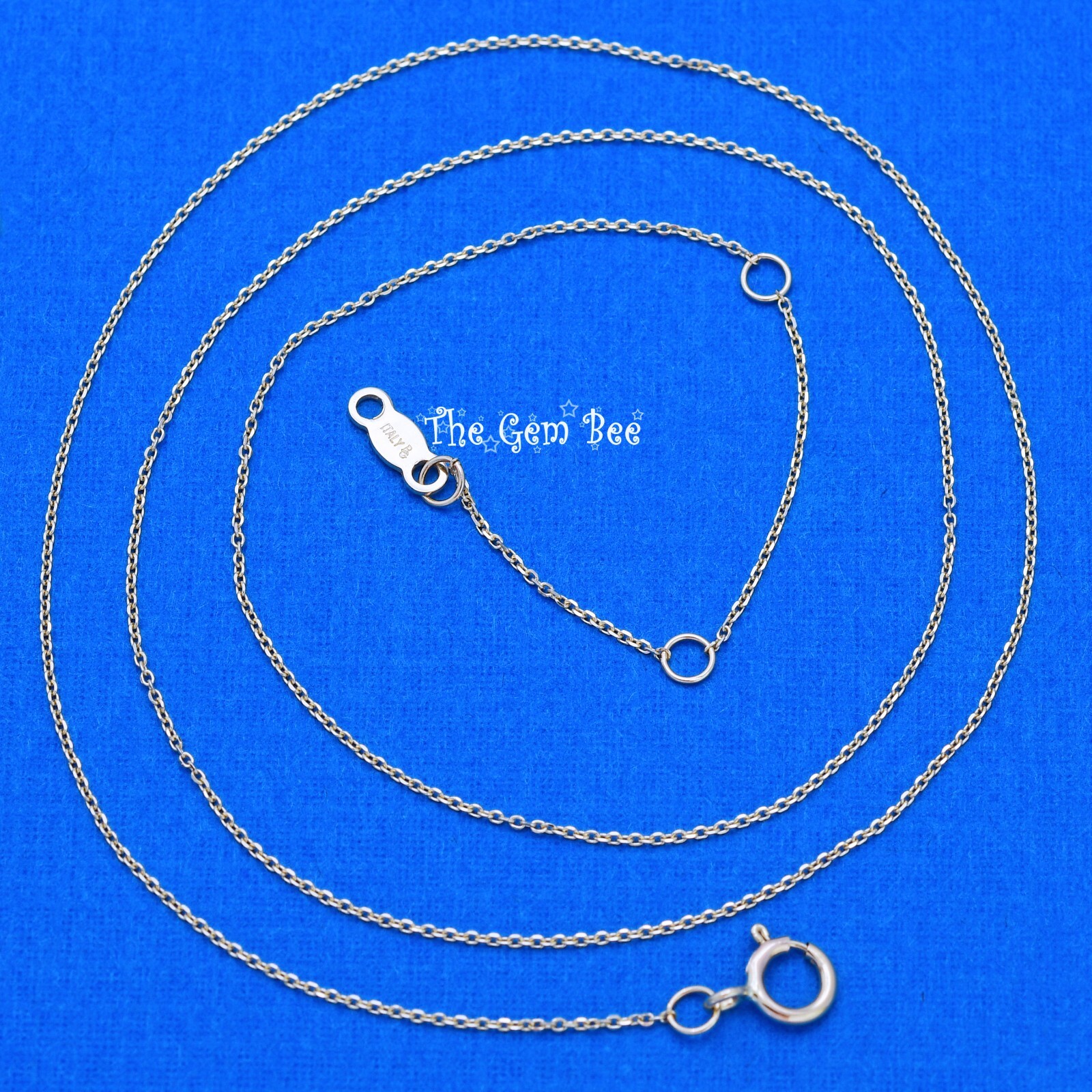 14K Yellow GOLD 0.8mm Cable Chain Necklace 16 17 18 inch Adjustable Length clasp