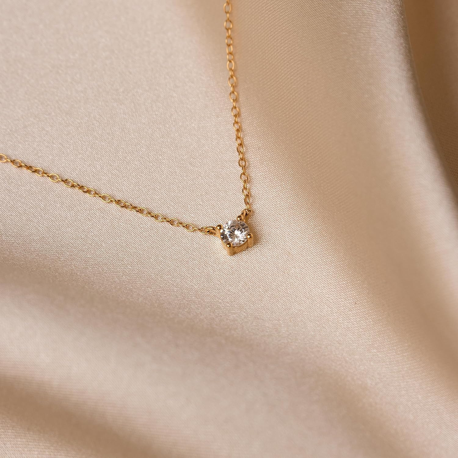 Dainty Gold Necklace for Women Non Tarnish Layered 14K Diamond Pendant Charm Gol