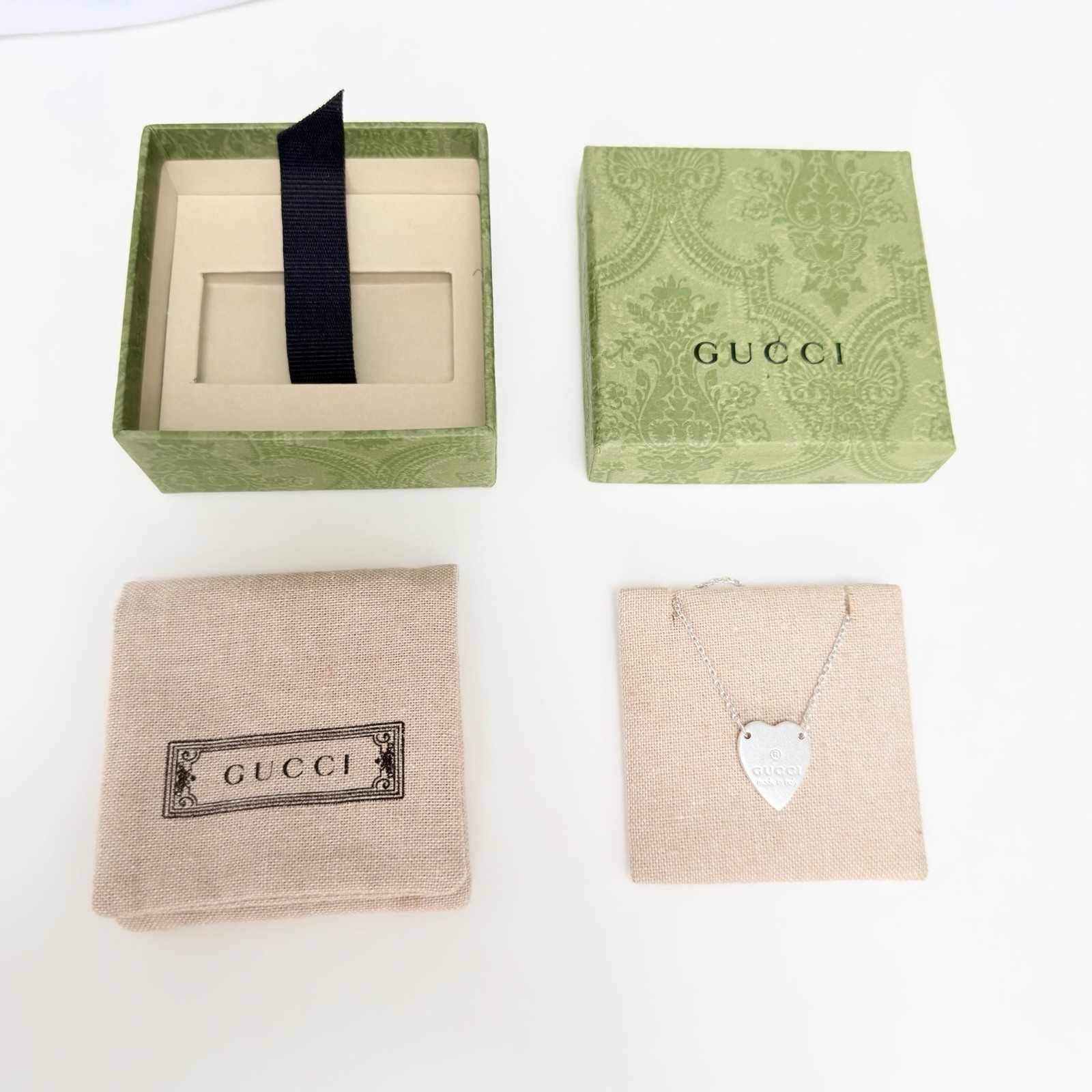 Authentic Gucci Heart Sterling Silver 925 Women’s Necklace 48cm With Packaging