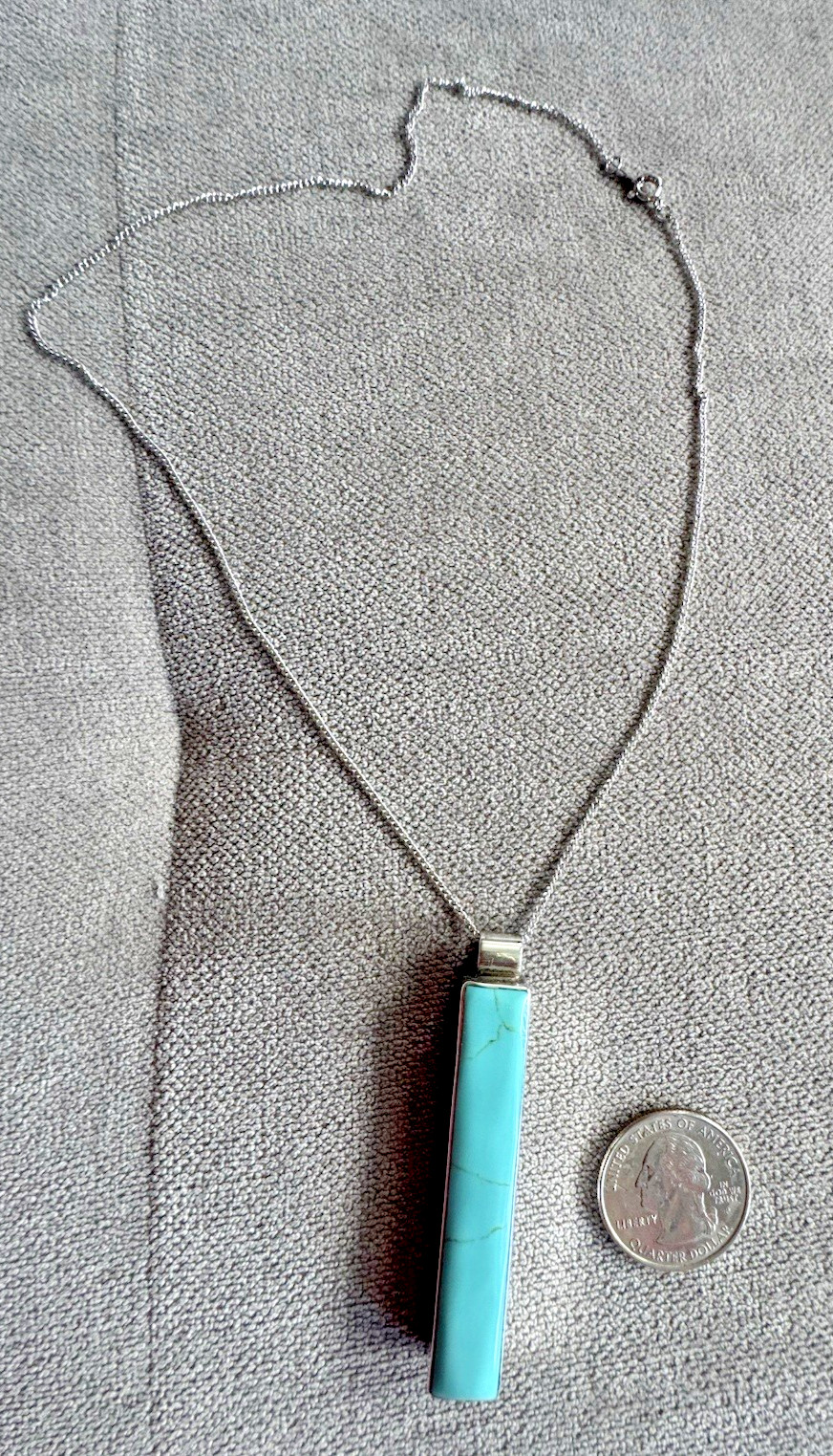TURQUIOSE STERLING SILVER 925 PENDANT 2.5″ ATI 925 STERLING NECKLACE 925 ITALY