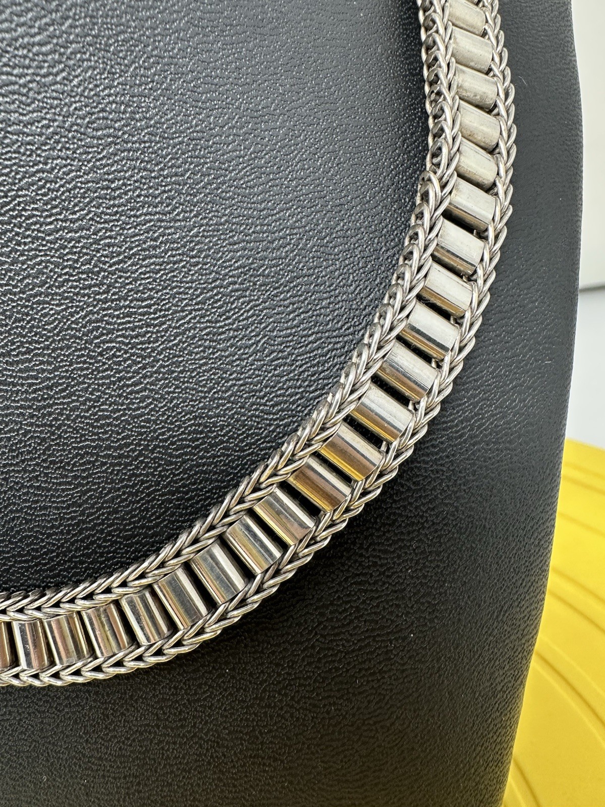 Sterling Silver Amazing Modern Design Choker Necklace Beautiful Chic 57g 16 In +
