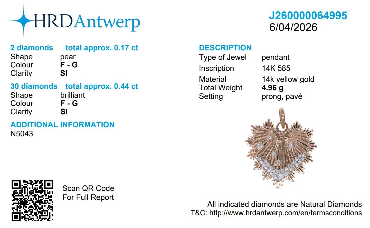 0.61 Natural Diamonds Sunburst Heart Pendant 14K Gold Medallion Pave Layering