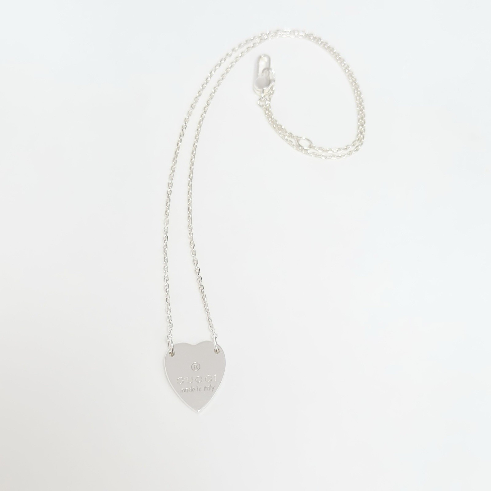 Authentic Gucci Heart Sterling Silver 925 Women’s Necklace 48cm With Packaging