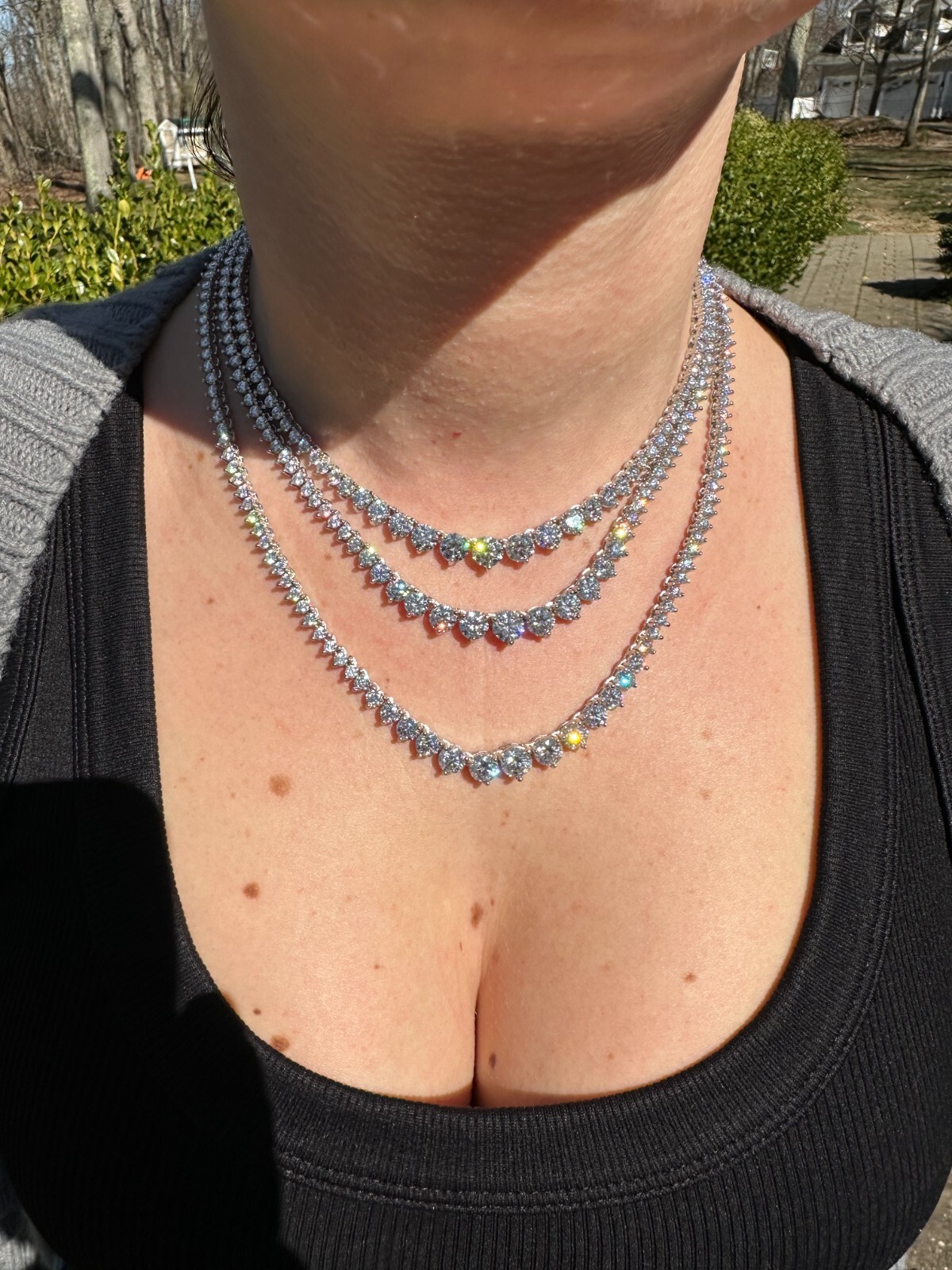 Real Iced MOISSANITE Riviera 3-7mm Graduated Tennis Chain Necklace – VVS D Color