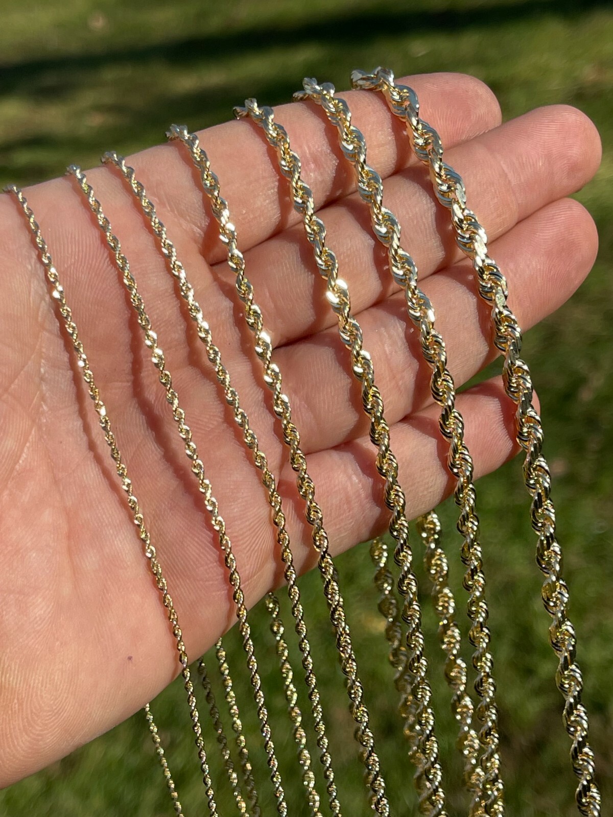 Men’s Women’s Real 10k Yellow Gold Solid Rope Chain Necklace 1.5mm-6mm