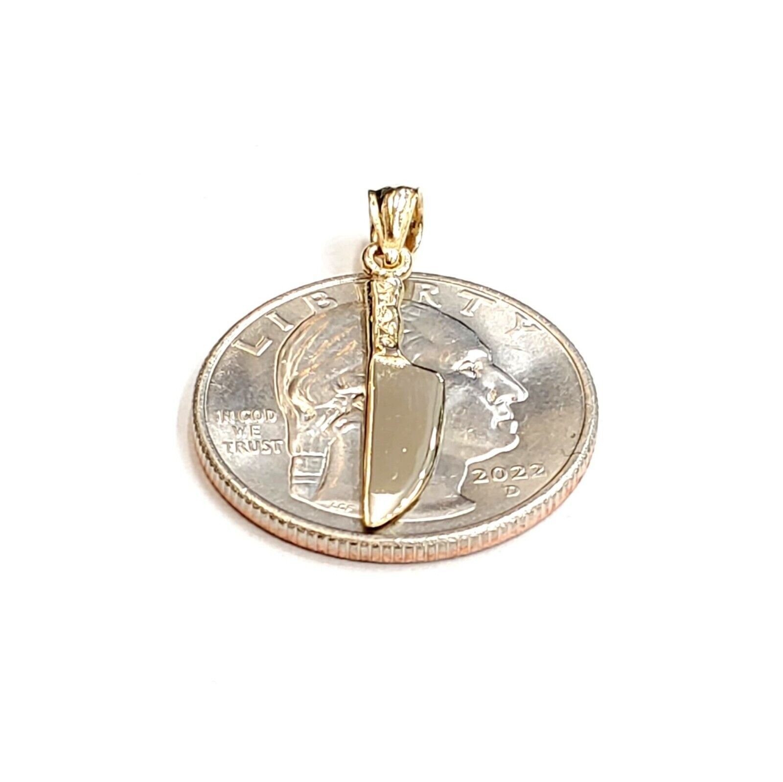 14k yellow Gold solid 3D kitchen utensil knife Pendant charm fine jewelry 1.1g
