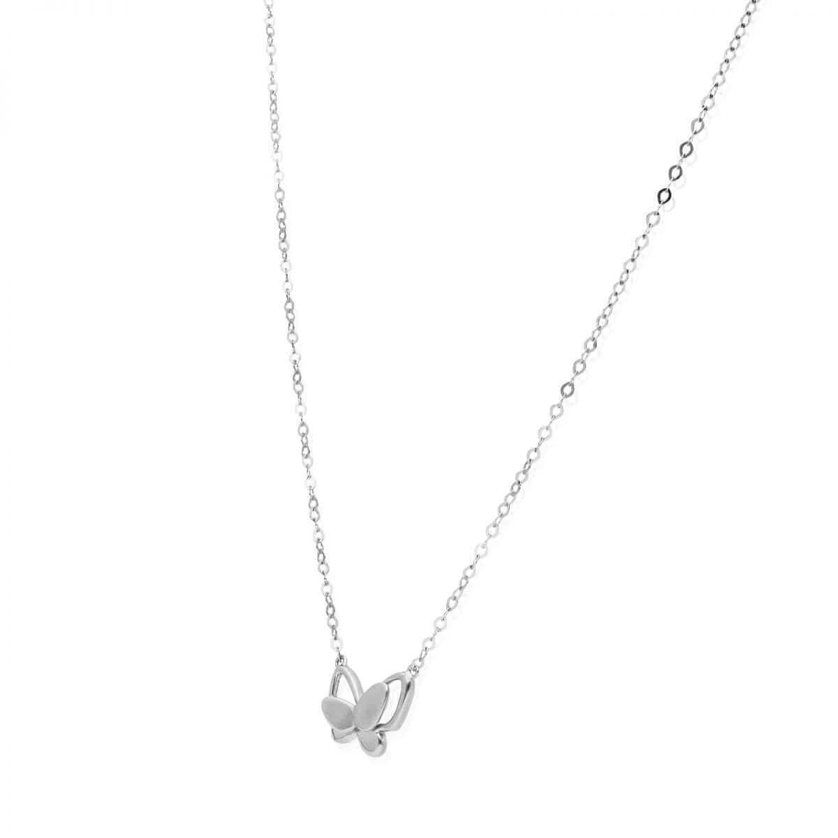 14K Yellow Rose White Gold Over Silver Butterfly Pendant Cable Necklace 16-18″