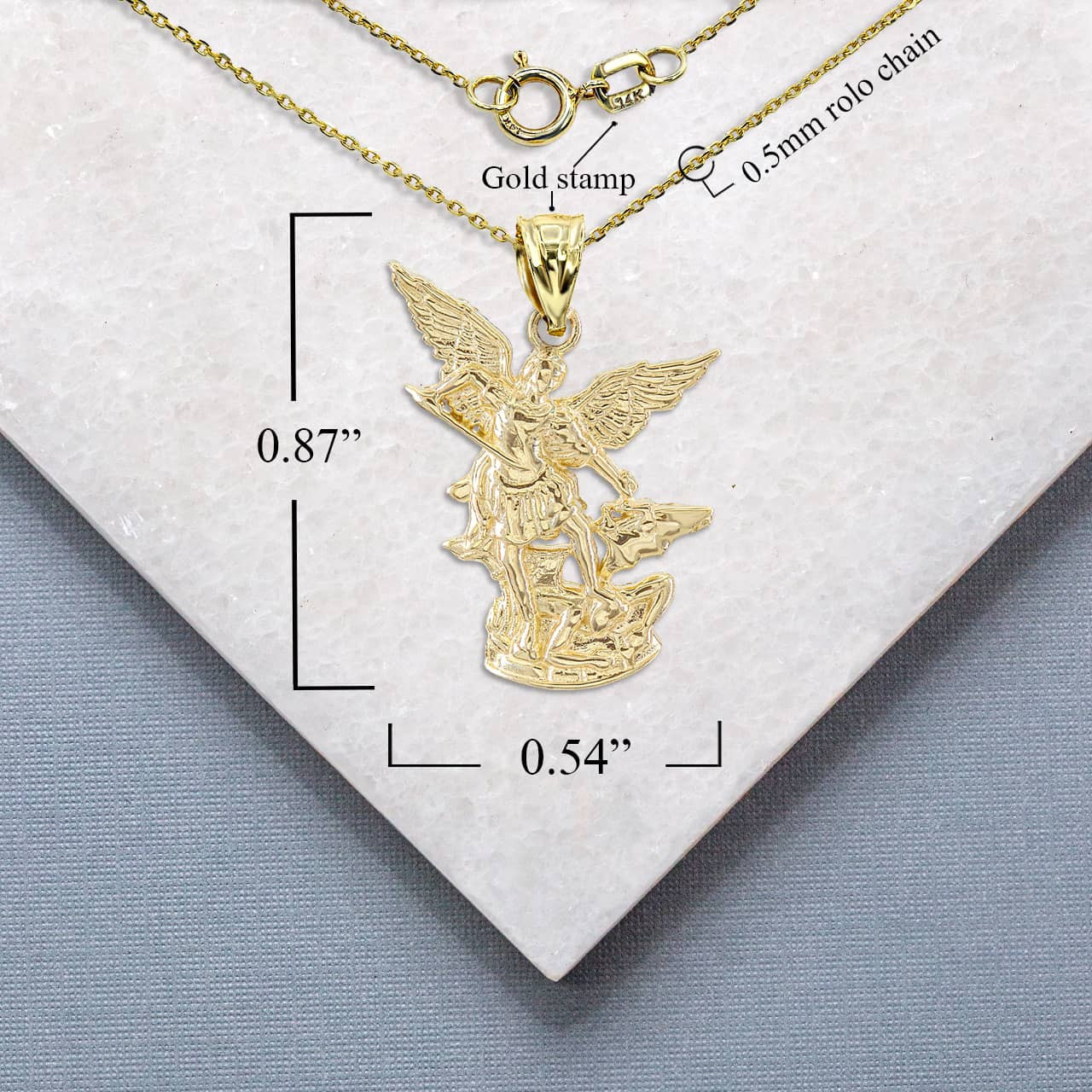 Gold Religious Patron St. Michael Archangel Pendant Necklace(Yellow/Rose/White)