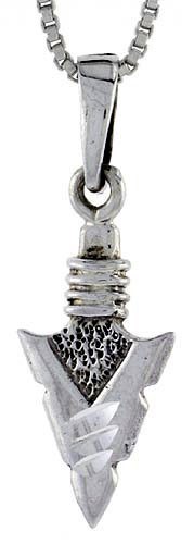 925 Sterling Silver Polished Arrowhead Charm Pendant 5/8 (16mm) Inch Tall