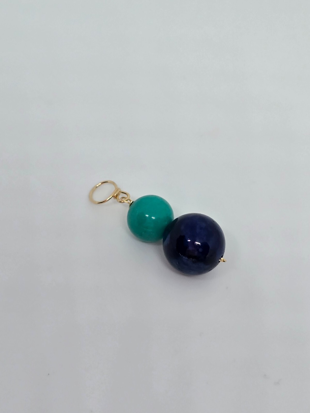 14k Yellow Gold Lapis Lazuli and Turquoise Drop Dangle Pendant 1″