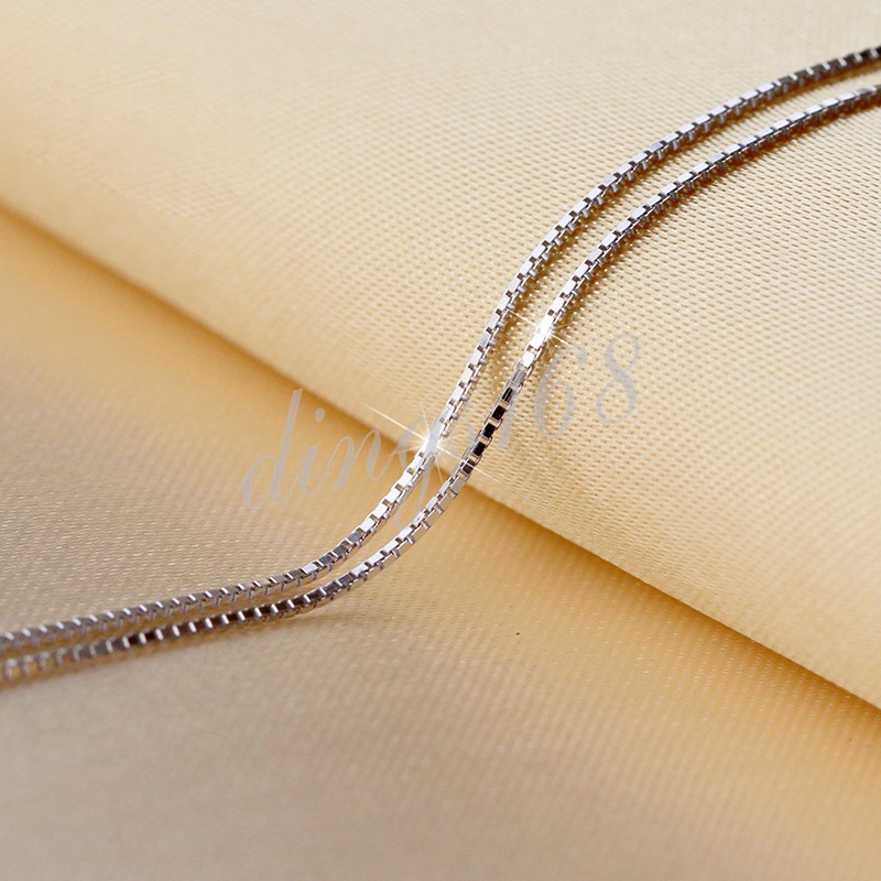 925 Sterling Silver Italian Round Box Chain Necklace 16″~32″ with Rhodium Finish