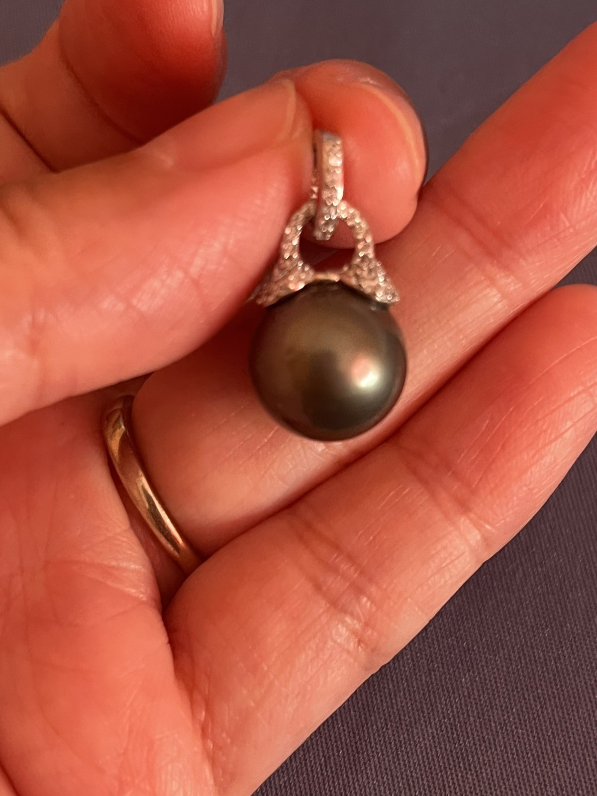 12mm Tahitian Natural South Sea Pearl Pendant Only With S925 opened clasp