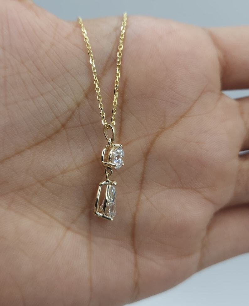 1.50 Ct Created Diamond Necklace 18” 14K Gold Over Silver Anniversary Gift Her