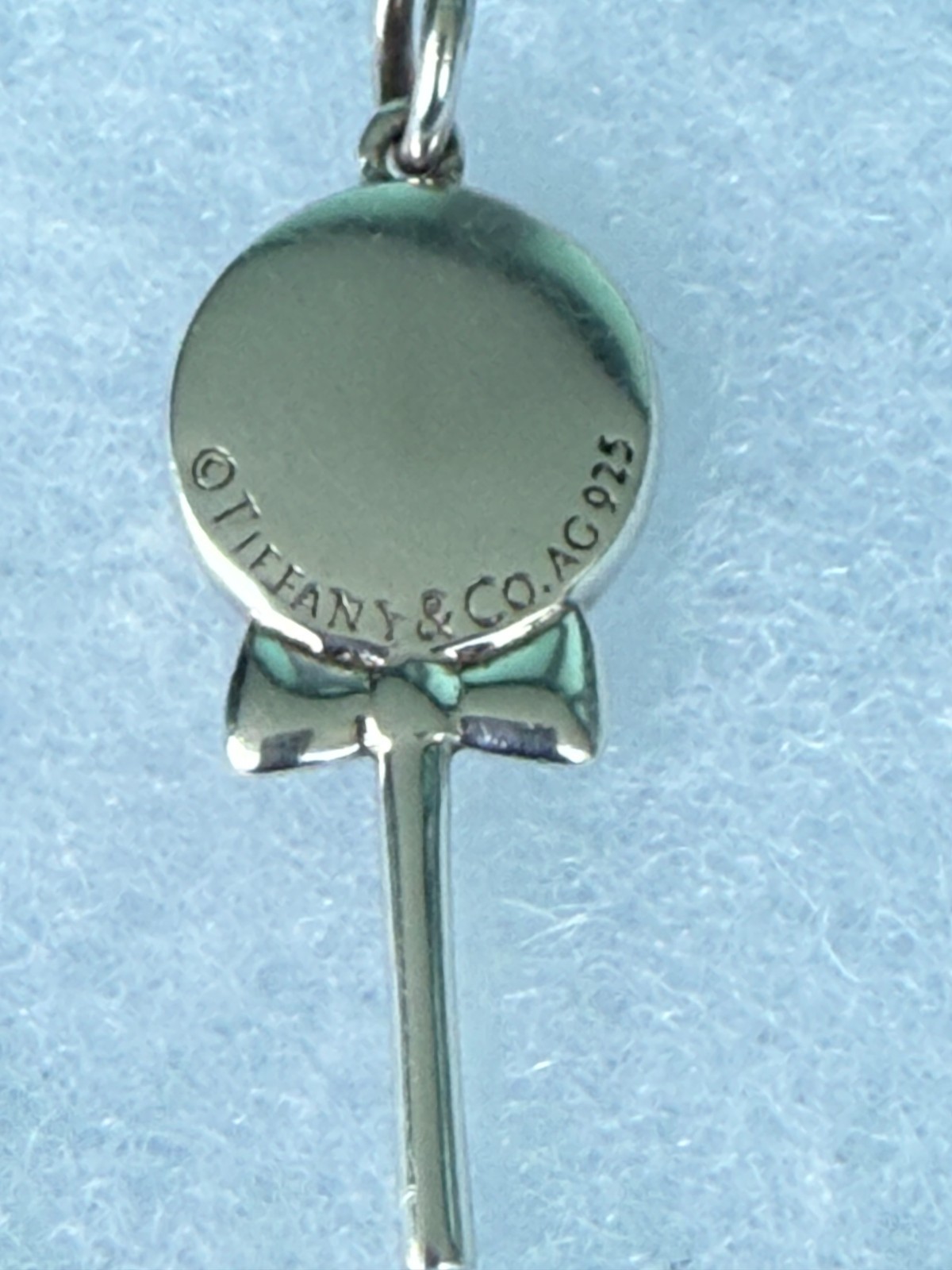 Tffany & Co. Lollipop Blue Enamel Pendant Charm 18″ Necklace Sterling Silver