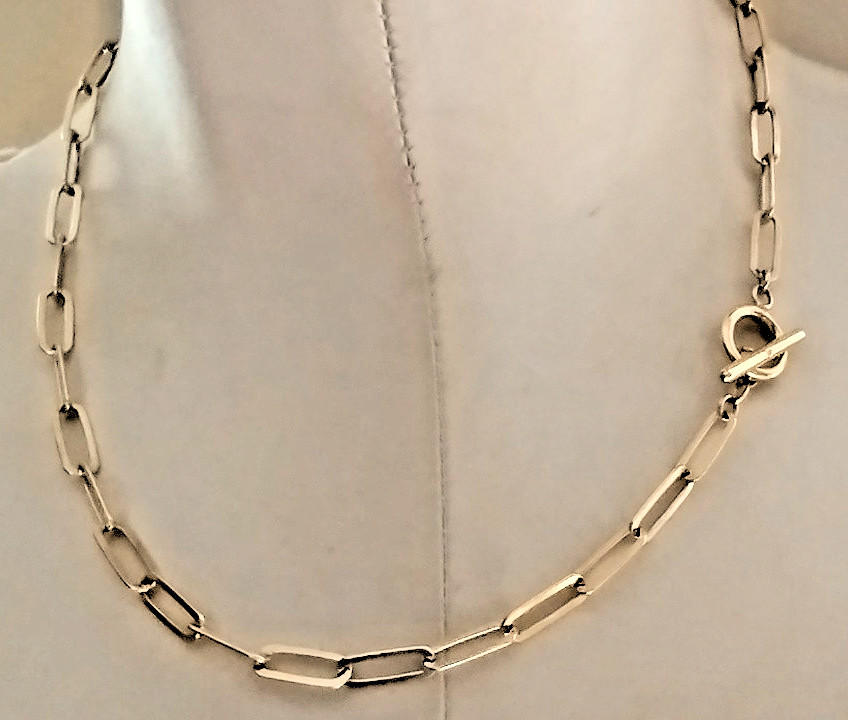 Karizia Spa KA1772 925 Italy Sterling Gold Plated Paper Clip Toggle Necklace 18″
